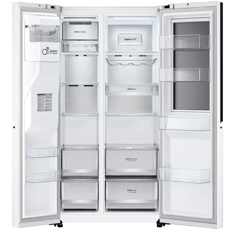 فضای داخلی یخچال فریزر ال جی GR-X267MQHS با ظرفیت 674 لیتر یا 24 فوت